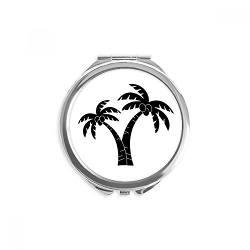 Coconut Tree Beach Outline Ručno Kompaktno Ogledalo Okruglo Prijenosno Džepno Staklo
