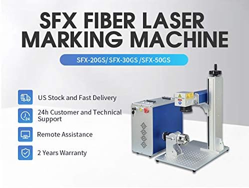 Američki Lager SFX 50W Fiber Laser graver opremljen 80mm rotirajućom osom, 175mm mašinom za lasersko označavanje