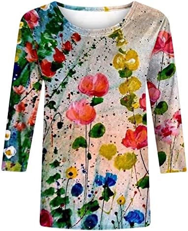 Charella Winter Fall Duks odjeća za dame 3/4 rukava odjeća Trendi pamuk Crewneck grafički outfit n1 n1