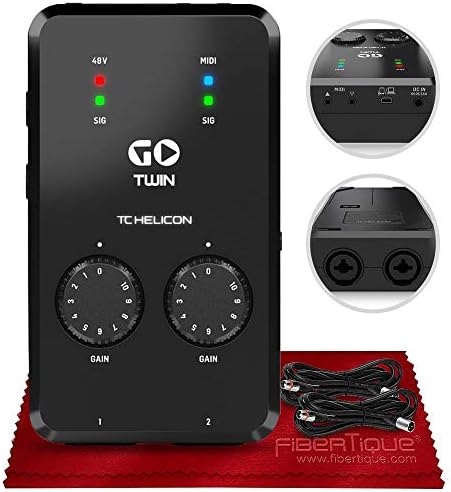 TC Helicon GO TWIN 2-kanalni Midi Audio interfejs za mobilne uređaje sa dva 10 ' Xpix Pro Audio XLR kabla i
