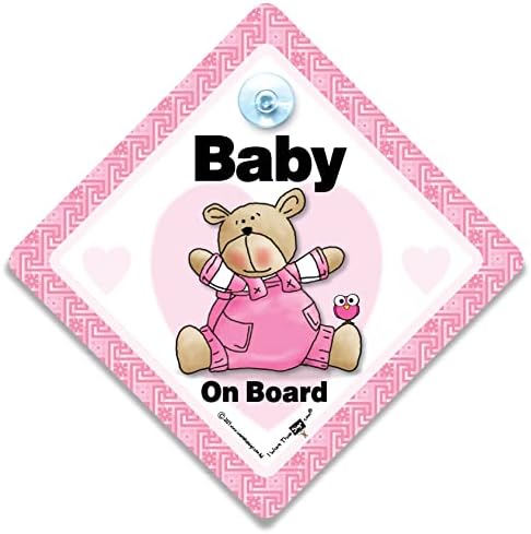 Znak za bebe na brodu, pink Bear pink Heart baby Vehicle Sign, savjetodavna usisna čaša za prozor automobila