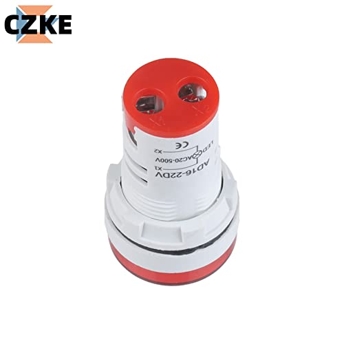 Kdegk 2pcs Mini digitalni voltmetar 22mm krug AC 12-500V Tester za ispitivanje napona Monitor LED indikator