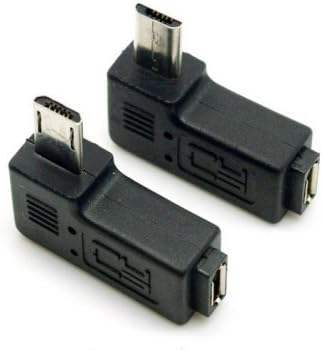 CABLECC 2pcs 9mm Dugi konektor 90 stupnjeva ulijevo i desno Kutni Micro USB 2.0 5pin muški za ženski adapter