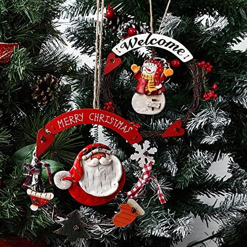 Nsqfkall božićno drvce Privjesak Garland Rattan krug scena dogovore za vešanje i božićni ukrasi veliki