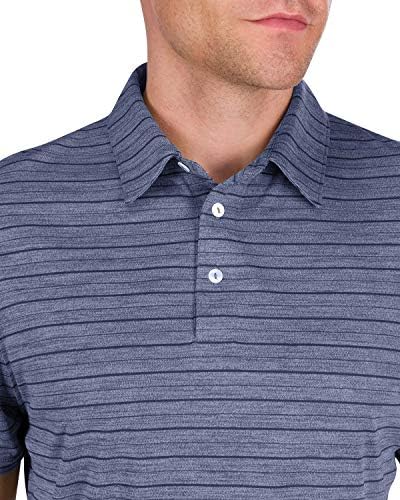 Suha Fit Striped Golf majice za muškarce - muške 3 gumb ovratnik polo majica - ultra meka i prozračna