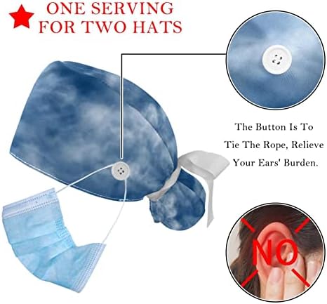 Oblaci Podesiva radna kapa s držačem za konjski rep, 2 paketa CAP CAP BOUFFANT HAT za muškarce i žene, jednu