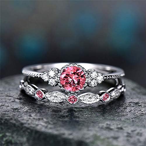 Vjenčani prstenovi za žene Plavi okrugli oblik Kubični cirkonijski pasijans obećava angažman prstenovi