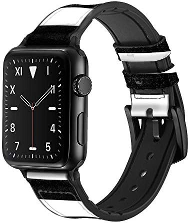 CA0180 Crno-bijela prugasta kožna i silikonska pametna traka za satove za Apple Watch iWatch