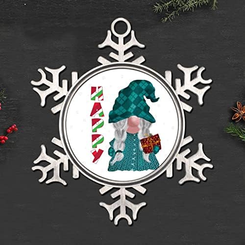 Pewter Snowflake Ornamenti Happy Cute Gnome Snowy Hanging Snowflake Tree Metal Snowflake Ornament Winter Wonderland