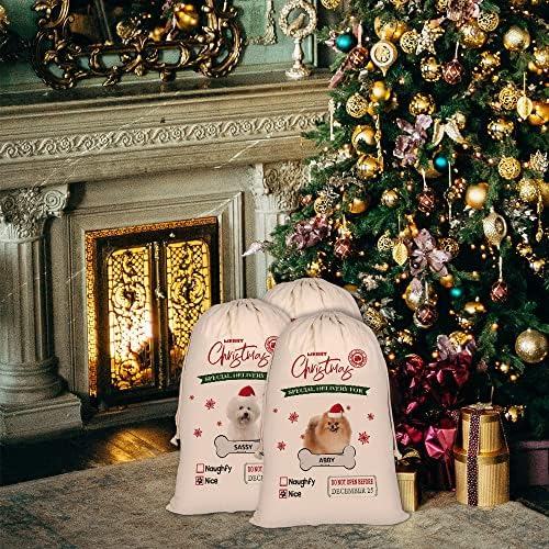 BAGEYOU personalizirani pas Santa vreće lijep Cairn terijer Santa torba za Božić Božić Poklon sa vezicom pamučnog