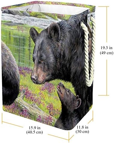 Unicey Black Bear Families velika korpa za veš, sklopiva korpa za odlaganje za spavaću sobu dečiji rasadnik
