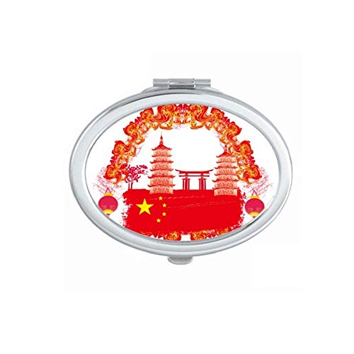 Kina Crvena Nacionalna Zastava Toranj Lanttern Ogledalo Prenosivi Preklopni Ručni Makeup Dvostrane Naočare