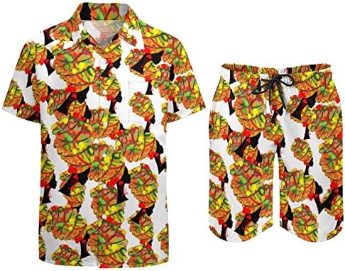 Weedkeycat afričke žene muške odjeće za plažu od 2 komada Havajska gumba dolje majica kratkih rukava