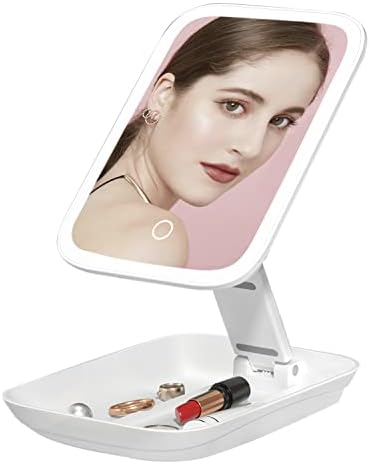 GonaFit Punjivo ogledalo za šminkanje sa svetlima-sklopivo ogledalo za putnu šminku-ekran osetljiv