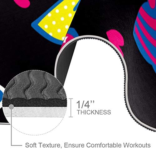 Siebzeh Bow Heart Black Premium Thick Yoga Mat Eco Friendly Rubber Health & amp; fitnes non