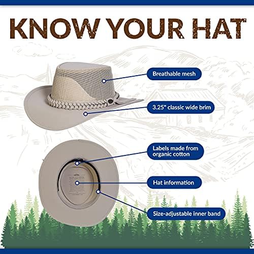 Conner Handmade Hats - Aussie Golf Napunite mrežični šešir, drobljeni safari šešir za muškarce, sklopivi
