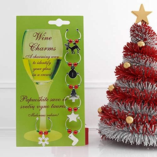 Amosfun 6kom Božić staklo čari oznake vino staklo pehar markera prstenovi piće čari potrepštine