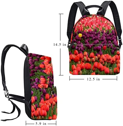 Tbouobt kožni putni ruksak lagani laptop Ležerni ruksak za žene Muškarci, Proljetna boja Tulip