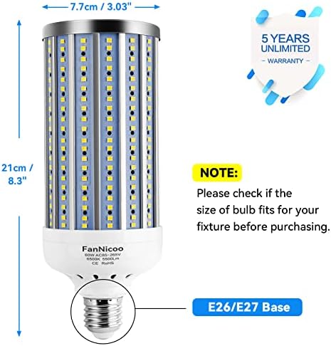 60W LED sijalica 500W ekvivalentna LED žarulja za kukuruz 5500lumen 6500k E26/E27 žarulja za kukuruz velika