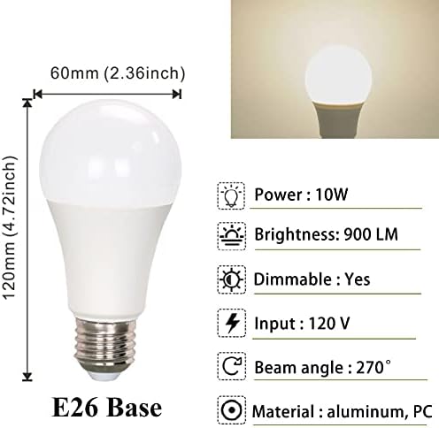 Kapata A19 LED Sijalice 75 Watt ekvivalentna LED sijalica sa mogućnošću zatamnjivanja 4000K 10W 900 lumena