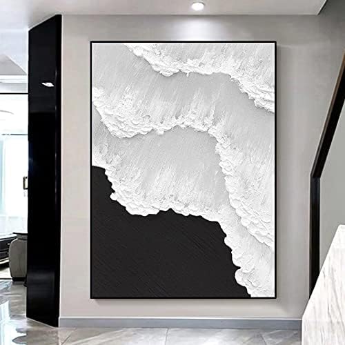 Ručno oslikano ulje - ulje na platnu trodimenzionalno crno-bijelo u spreju dekorativno slikarstvo apstraktno