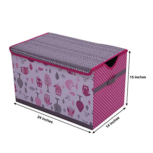 Bacati Owls Djevojke Pamuk Storage Toy Chest, Pink / Siva