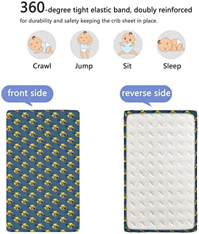 Owl Tematski postavljeni listovi krevetića, prenosivi mini listovi krevetića meki i prozračni posteljini