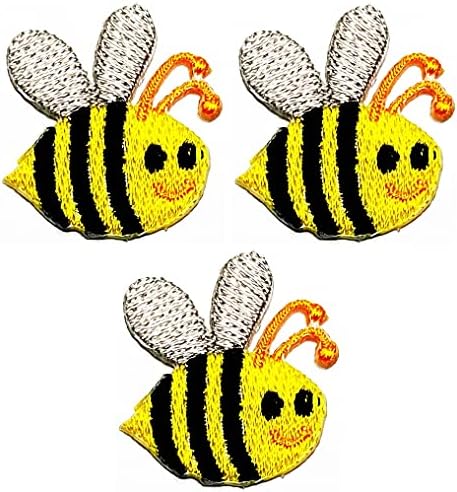 Umama Patch set od 3 mini pčela patch žuti pčelinji crtani željezo na vezenim mrljama Appliques