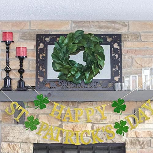 Baner Day Patrick-a - Golden Glitter Lucky Banner za ukrase Dan St Patricks, i Dan St Patricks