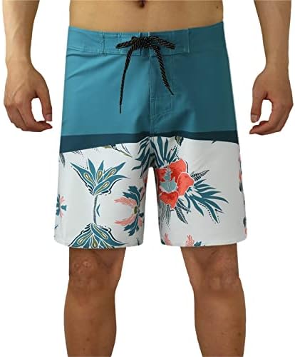 Mens Swim trunke 5 inča Inseam Brzi suhi elastični struk kratke hlače Sportski trčanje tropskim printom