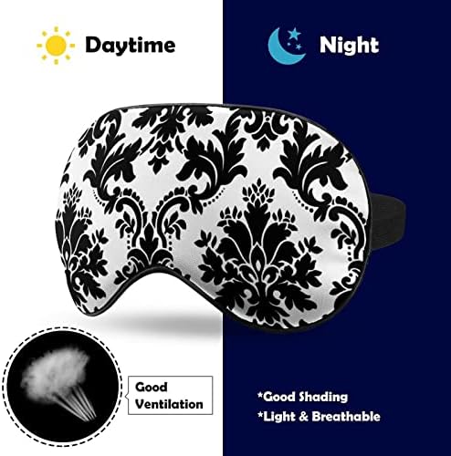 Crna i bijela Damask Print Maska za masku za oči Svjetlo za blokiranje maske za spavanje s