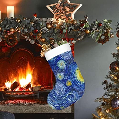 Austenstern božićne čarape zvjezdane noćne mjesec umjetničko dvostrano kamin viseći čarape