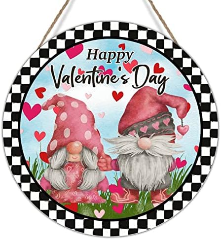 Dan zaljubljenih potpisuje Drvo Decko dekor Sretan Valentinovo Gnome Wood Art Sign crni bivol plairani