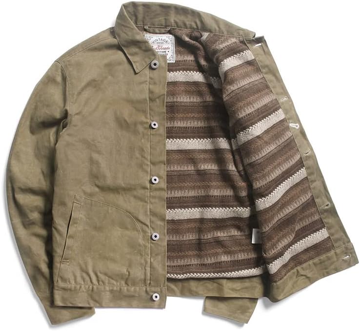 UKTZFBCTW Retro odjeća Trend pamučna platna voska vosak otporna na vodu gusta topla jakna Muška jakna