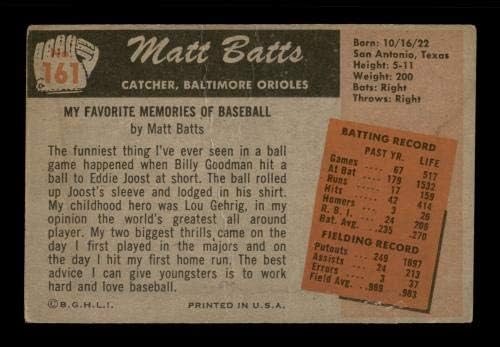 Matt Batts autogramen 1955 Bowman Card 161 Baltimore Orioles SKU 187909 - bejzbol ploče