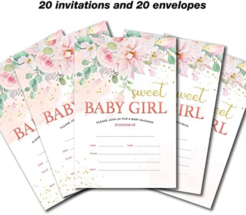 Yidou ružičasta cvjetna djevojka za bebe tuširališta Poziv slatkih djevojaka za bebe za bebe popunite pozivnice