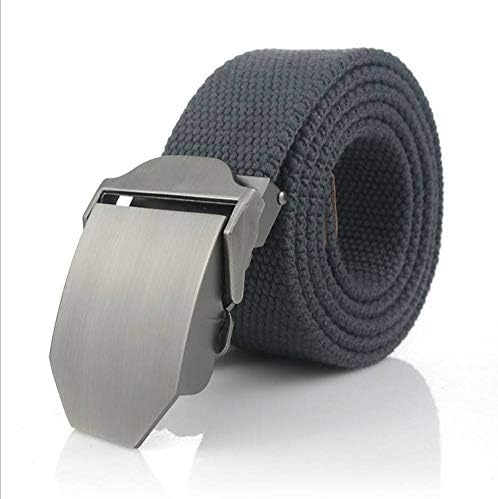 Wjfggxhk cinturón de lona-cinturón de lona gris oscuro en blanco hebilla de aleación sólida cinturones