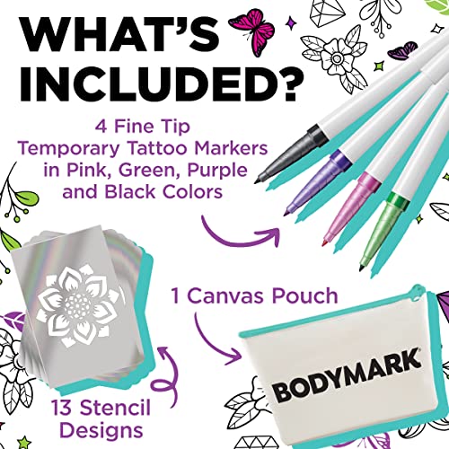 BodyMark Poklon Set privremeni tattoo Marker za kožu, vrhunski vrh četke, pakovanje od 4 broja