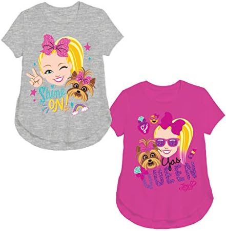 Nickelodeon djevojke 2 paket T-Shirt set Jojo Siwa sjaj na sivoj heather T-Shirt i Jojo Siwa Yas Queen