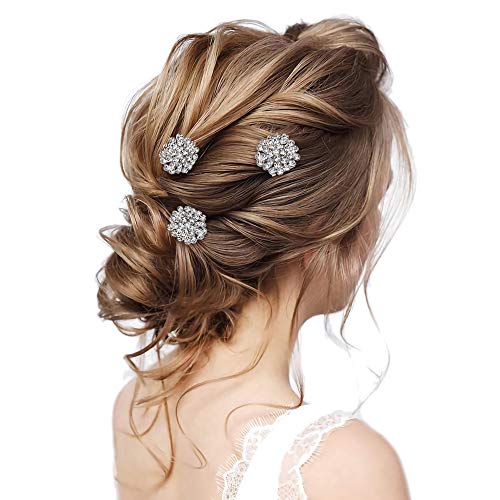 BriLove Wedding Bridal Hair Pin Set Bohemian Flower Cluster 3 Češalj Za Kosu Clip Silver-Tone Clear