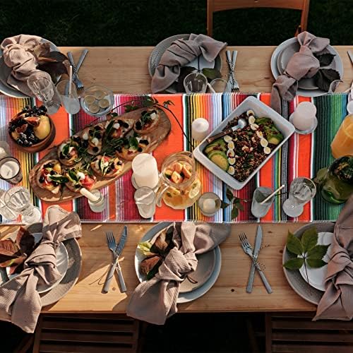 10 komada Meksički trkači za stolu serape 14 x 84 inča Meksička tema Party Dekoracije za stol Fringe pamuk