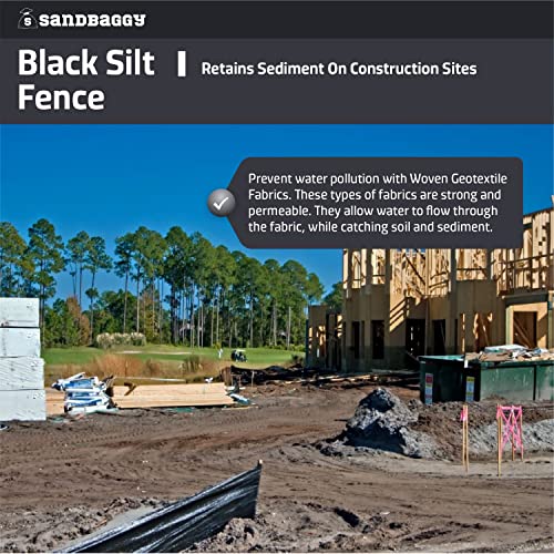 Sandbaggy Black Silt Fence Fabric Rolls - zadržavanje sedimenata, kontrola erozije - privremena ograda za gradilišta