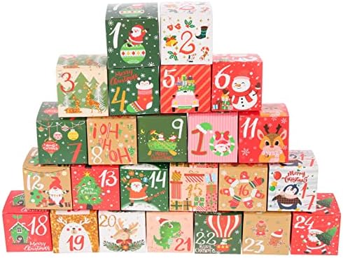 Zerodeko 24kom Božić Advent Kalendar kutije 24 dana odbrojavanje do Božića kutija za ponovno punjenje poklon