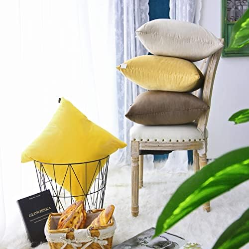 Jastučnica za bacanje 18x18 inča za kauč za kauč od 2 žute i baršunaste ukrasne jastučnice za kauč