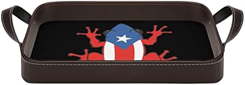 Puerto Rican Flogh Flag PU kožna poslužirana ladica elegantna tablična dekor Parfem Organizator