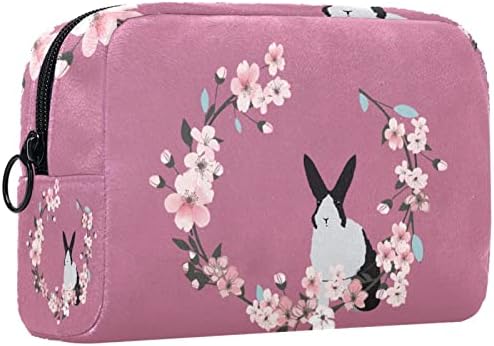 Tbouobt pokloni za muškarce Žene šminke torbe toaletne torbice Male kozmetičke torbe, ružičasti cvijet zeca