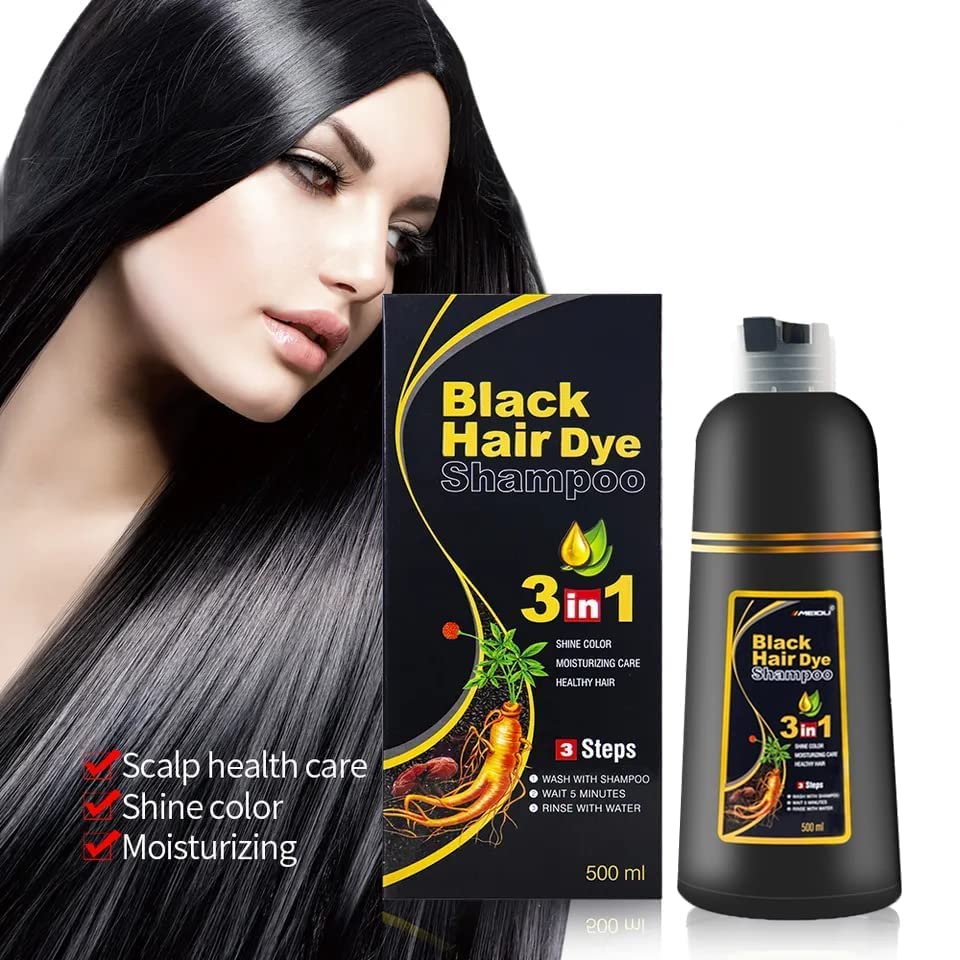 Anrui crna instant šampon za kosu za sivu kosu - lagana boja za kosu šampon 3 u 1- sive pokrivenosti