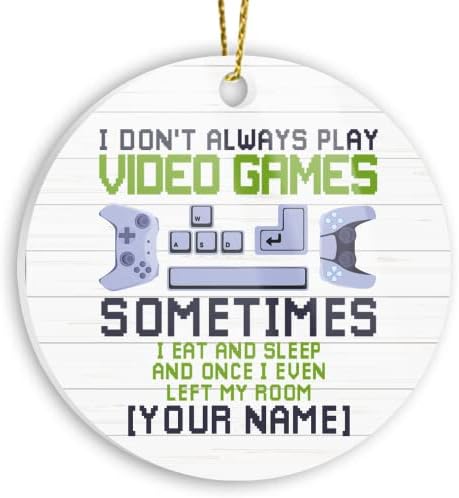 Personalizirani Ornament, Funny Gaming prilagođeno ime rođendanski poklon za ljubitelja Video igara, oprema za kačenje automobila, dekor spavaće sobe porodica, prijatelji, Kućni ukrasi za jelku, Bijela