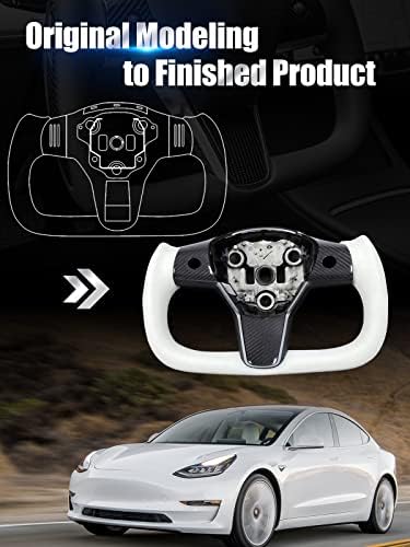 Tesfeel Tesla Yoke volan za model 3 / Y-2017-2023 Personalizirani jake volana Real karbonska vlakna Koža