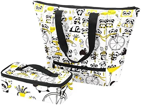 Slatka Panda žuta torba sa patentnim zatvaračem za žene, putna Radna torba sa izolovanom torbom za ručak